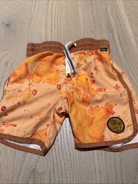 Kids Orange Splash Swim Trunks by Munster